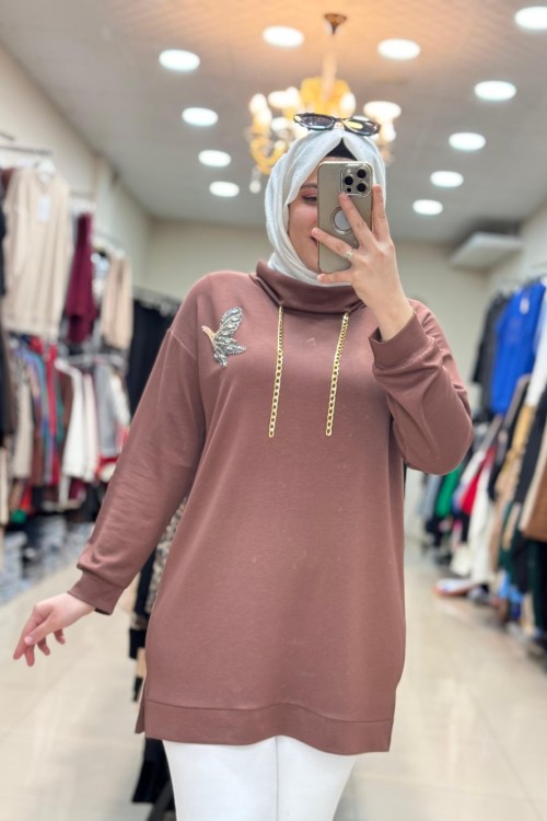 OYSHO BEYMEN TUNİK Kahverengi