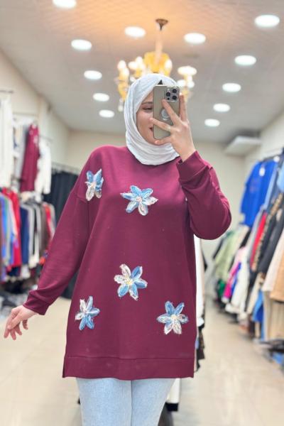 OYSHO ÇİÇEK TUNİK  Bordo