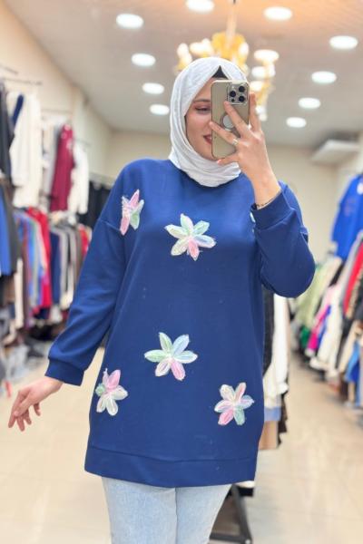 OYSHO ÇİÇEK TUNİK  Mavi