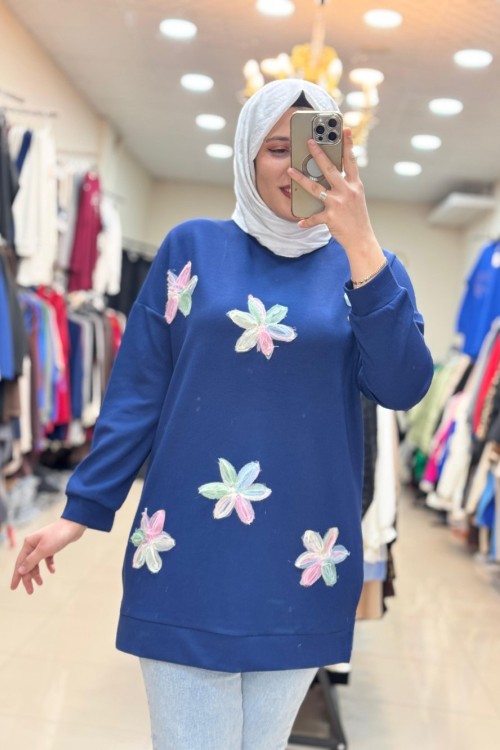 OYSHO ÇİÇEK TUNİK  Mavi