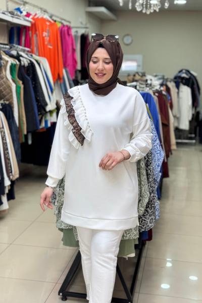 OYSHO FIRFIR DETAYLI TUNİK  Beyaz