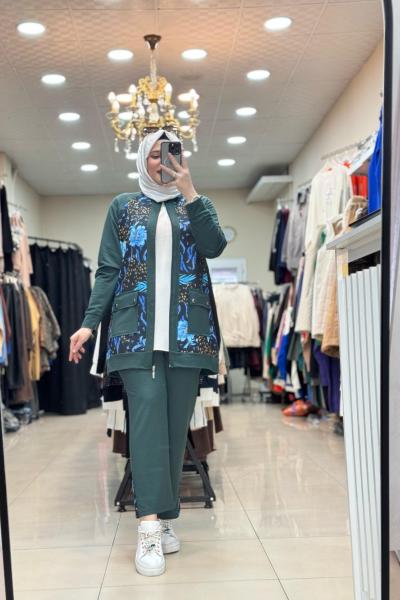 OYSHO ÖNÜ DESENLİ  TAKIM  Zümrüt