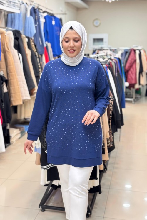 OYSHO TAŞLI TUNİK  Mavi