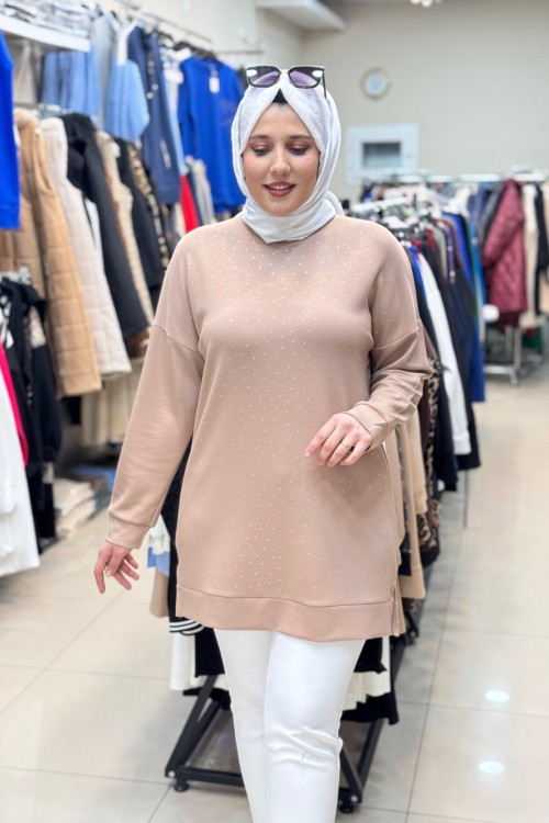 OYSHO TAŞLI TUNİK  Vizon