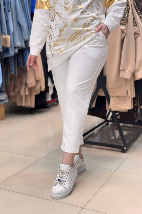 Penye Pantalon Beyaz Beyaz