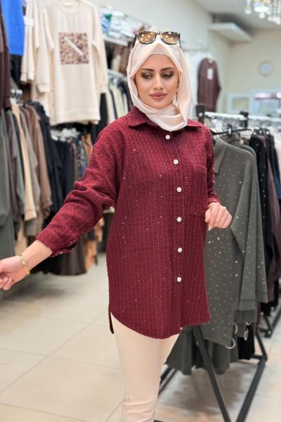 Pırlanta Chanel Gömlek Bordo