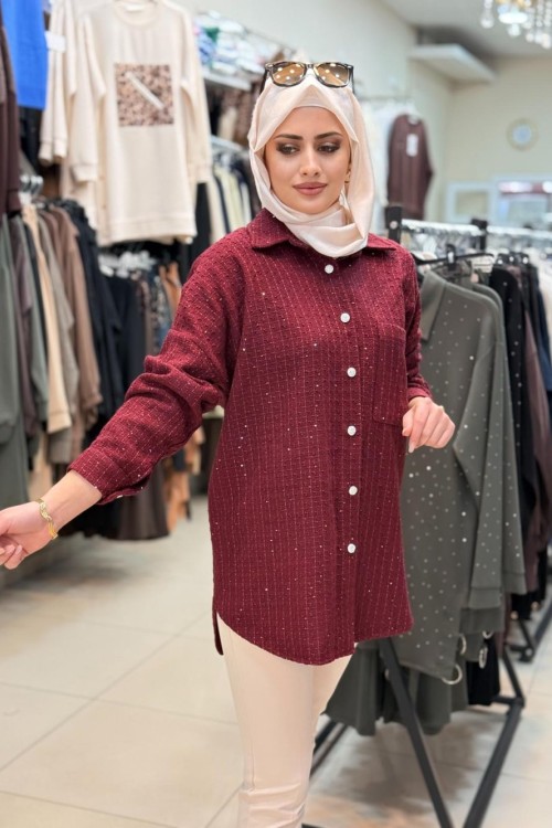 Pırlanta Chanel Gömlek Bordo