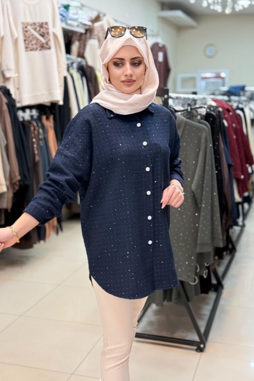 Pırlanta Chanel Gömlek Lacivert