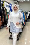 10452 Puane Çizgili Tunik Mavi Mavi