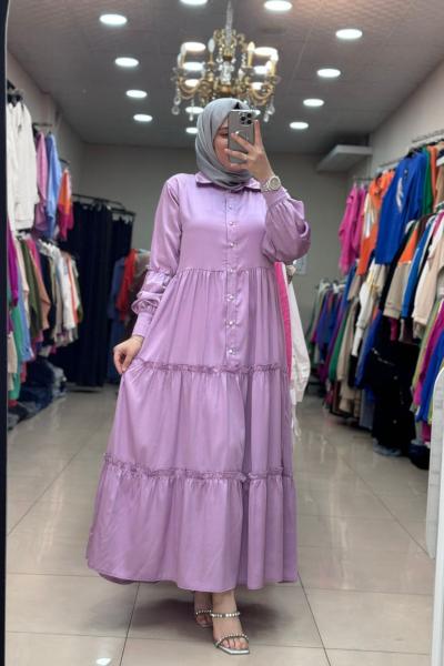 SATEN ELBİSE  Lila