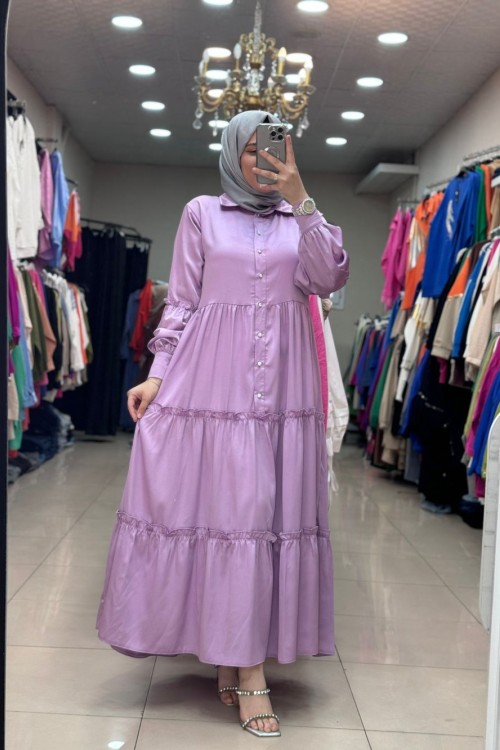 SATEN ELBİSE  Lila