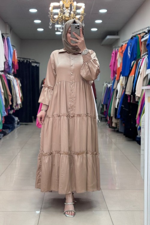 SATEN ELBİSE  Sütlü Kahve