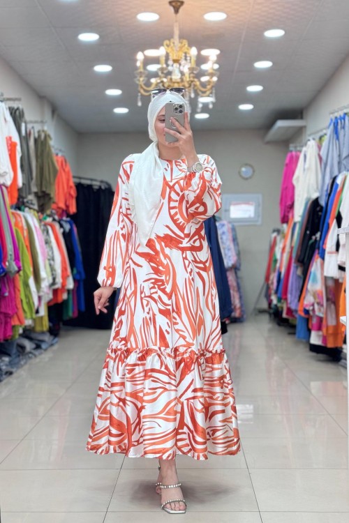 saten elbise Turuncu