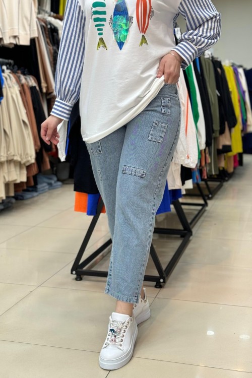 Seasand Yamalı Pantalon  KOT MAVİ