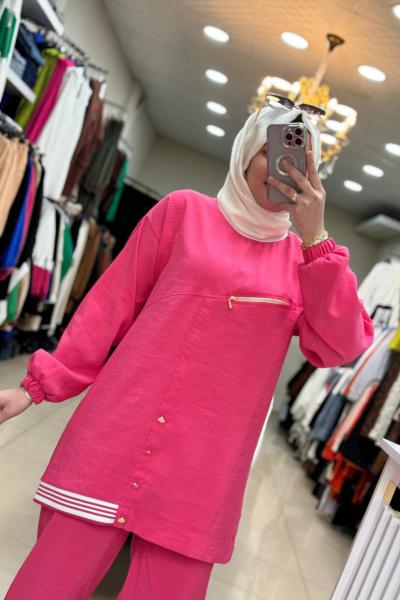 Takım Kol Şeritli Takim Fuşya Fuşya