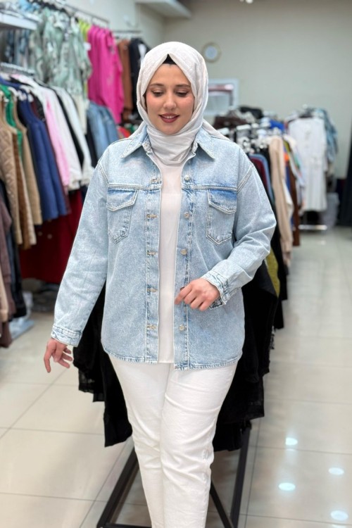 TAŞ ŞERİTLİ KOT CEKET KOT MAVİ