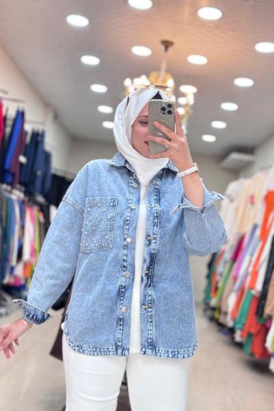 TAŞLI KOT CEKET  KOT MAVİ