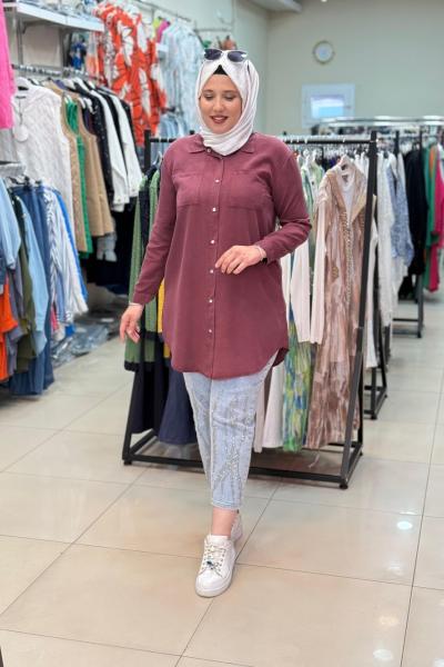 TENSEL GÖMLEK  Bordo