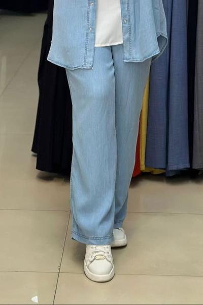 TENSEL KOT PANTOLON BUZ MAVİ