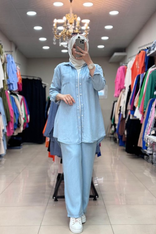 TENSEL  GÖMLEK BUZ MAVİ