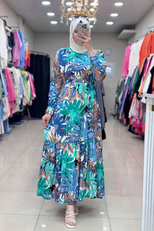 VİSKON ELBİSE Mavi