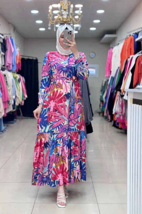 VİSKON ELBİSE Pembe