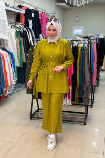 Yaka Broş Takım  Yağ Yeşili