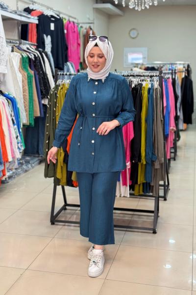 Yaka Broş Takım  Petrol Mavisi