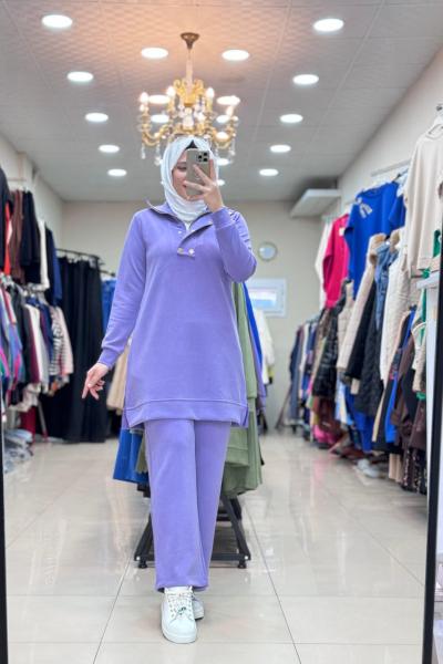 YAKA DÜĞMELİ OYSHO TAKIM Lila