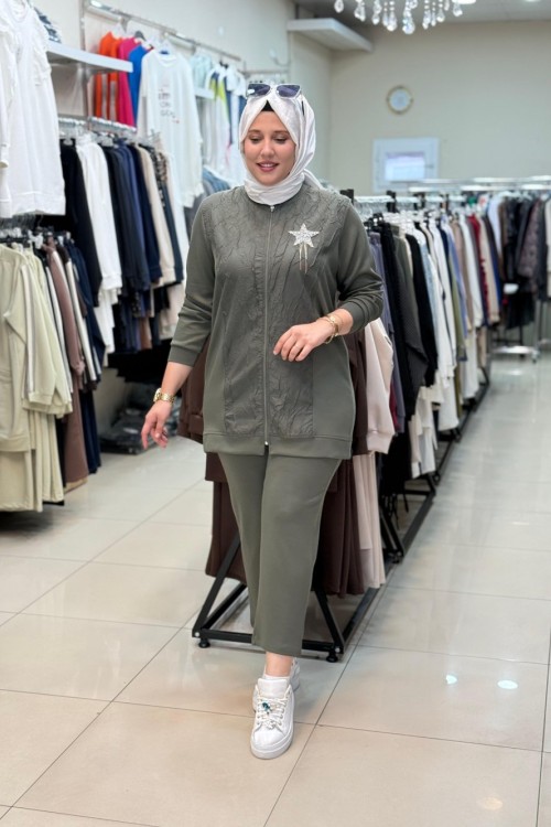 YILDIZ BROŞLU TAKIM Haki