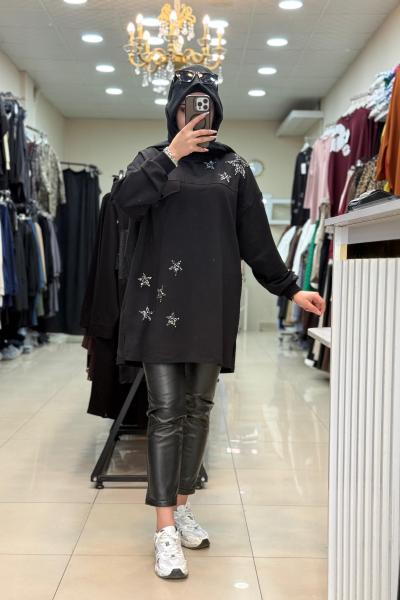 10736 YILDIZ CEP DETAYLI SWEAT Siyah
