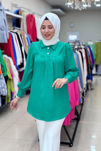 1233 JAKARLI GÖMLEK  Benetton Yeşil