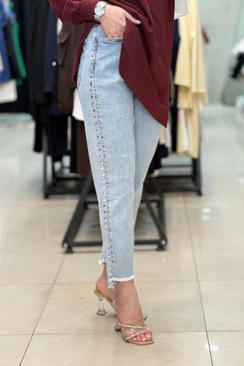 4601 ZIMBA TAŞLI KOT PANTOLON BUZ MAVİ