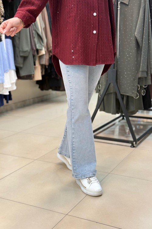 4690 İSPANYOL KOT PANTOLON BUZ MAVİ