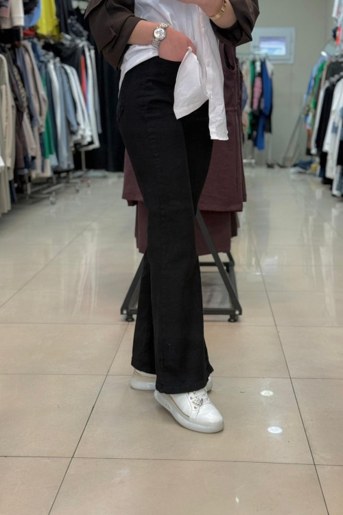 4690 İSPANYOL KOT PANTOLON Siyah