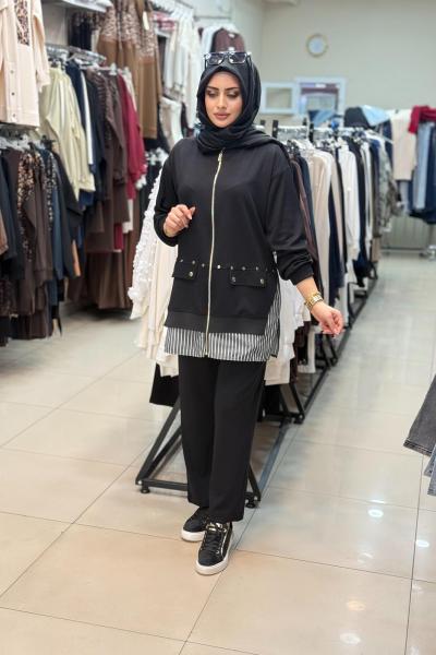 8188 GÖMLEK DETAYLI TAKIM Siyah