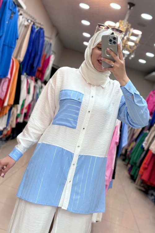 9656 ÇİZGİLİ TAKIM MAVİ Mavi