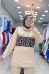 9684 SCUBA LEOPAR DESENLİ TAKIM  Bej
