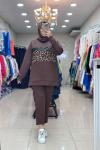 9684 SCUBA LEOPAR DESENLİ TAKIM  Kahverengi