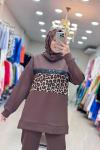 9684 SCUBA LEOPAR DESENLİ TAKIM  Kahverengi