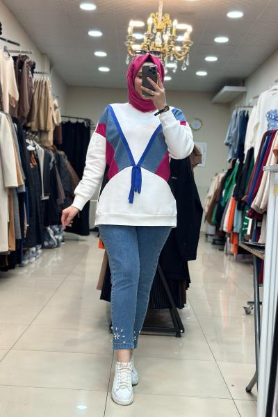 Akay Mavi Kot Pantolon (çiçekli) KOT MAVİ