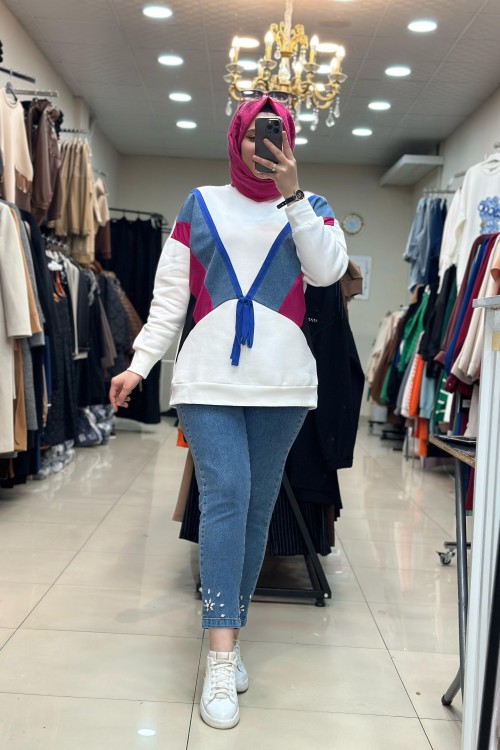 Akay Mavi Kot Pantolon (çiçekli) KOT MAVİ