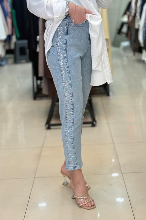 Boydan Taşlı Pantolon BUZ MAVİ