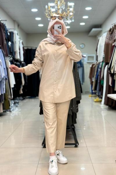 Deri Pantolon Taş Taş Rengi