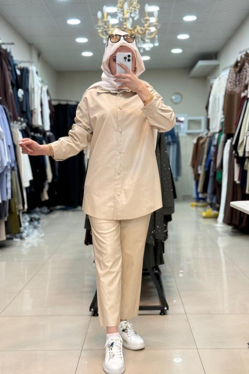 Deri Pantolon Taş Taş Rengi