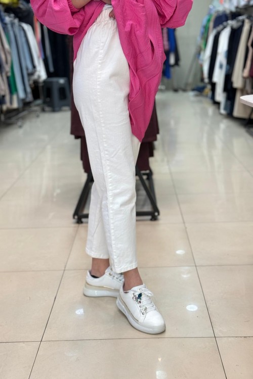 Mom jean pantolon Beyaz