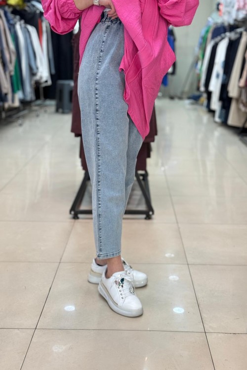 Mom jean pantolon BUZ MAVİ