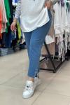 Paçası Taşlı Pantalon Mavi Mavi